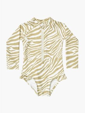$60 Rylee + Cru Rashguard Zebra Swimsuit